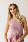 The Desiree Patterned Maxi Dress in Dusty Pink