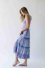 The Desiree Patterned Maxi Dress in Dusty Indigo