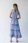 The Desiree Patterned Maxi Dress in Dusty Indigo