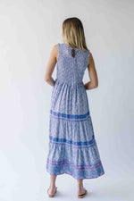 The Desiree Patterned Maxi Dress in Dusty Indigo