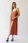 The Annette Washed Overall Dress in Terracotta