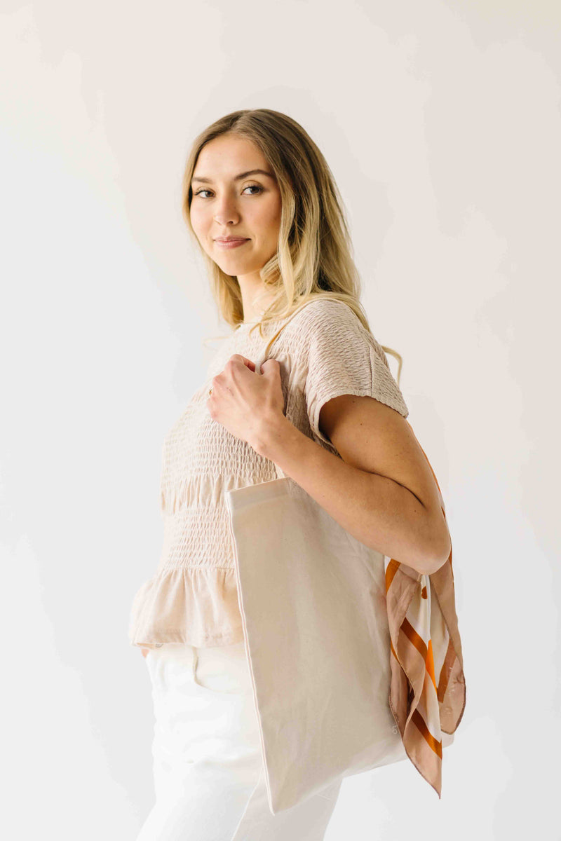 The Alvey Smocked Detail Blouse in Light Beige