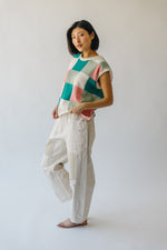 The Chancey Checkered Sweater Vest in Ivory + Sage Multi