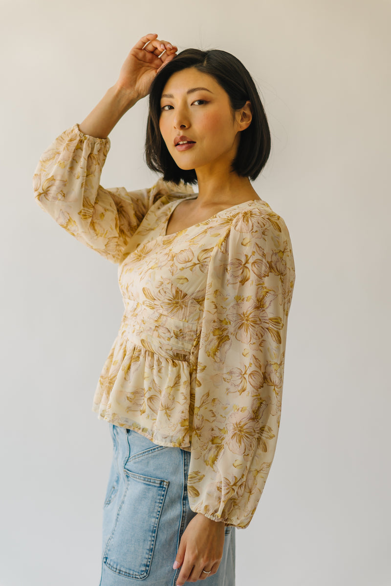 The Sabrina Pintuck Detail Blouse in Yellow Multi