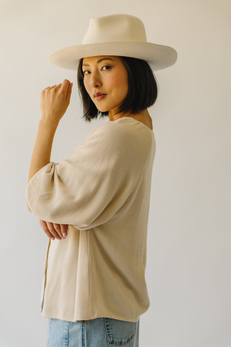 The Stovall Waffle Textured Blouse in Cream