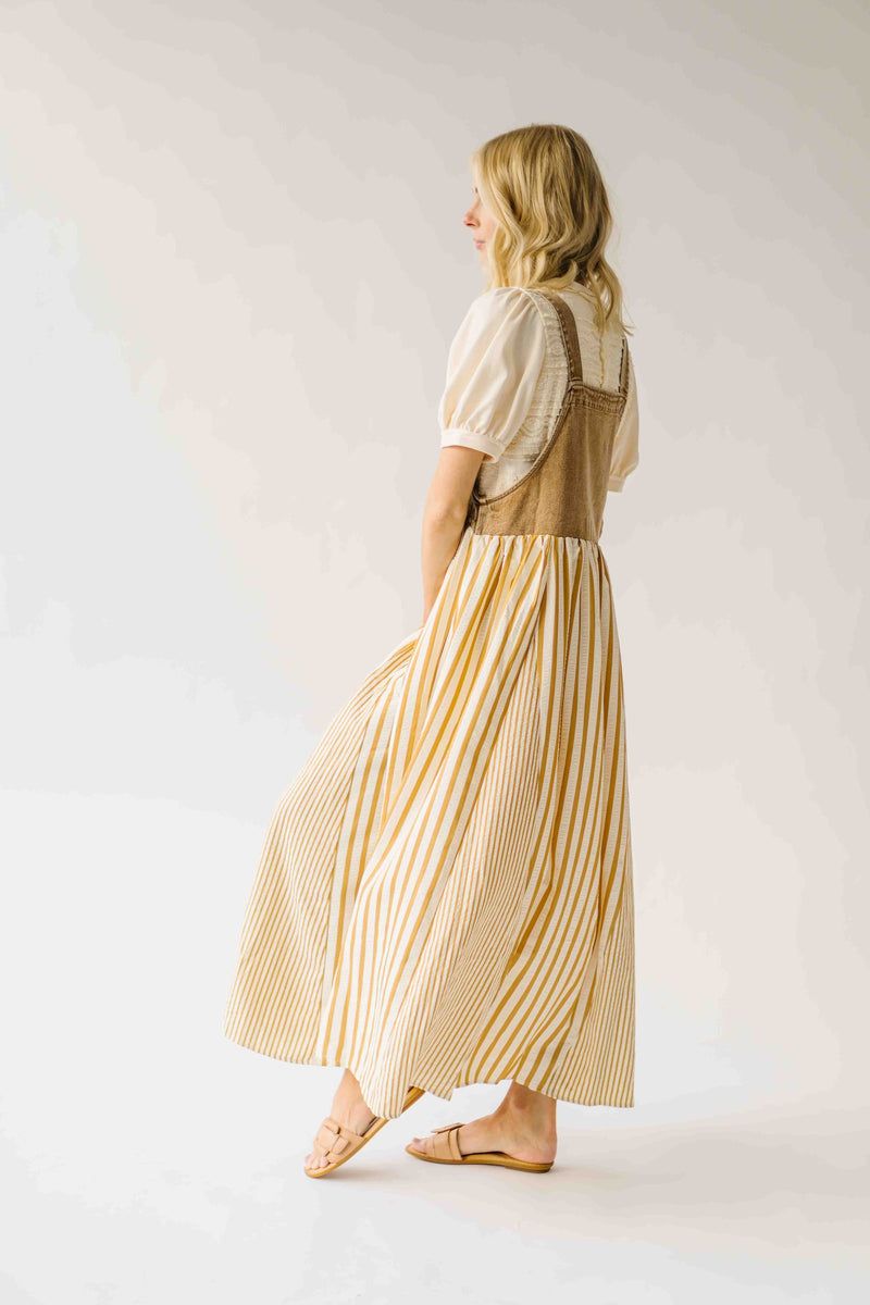 The Hellen Denim Overall Dress in Washed Taupe (RESTOCKING END OF JUNE)