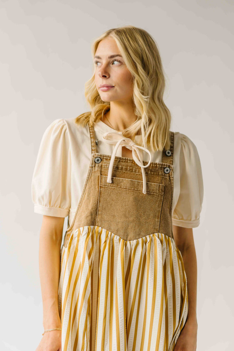 The Hellen Denim Overall Dress in Washed Taupe (RESTOCKING END OF JUNE)