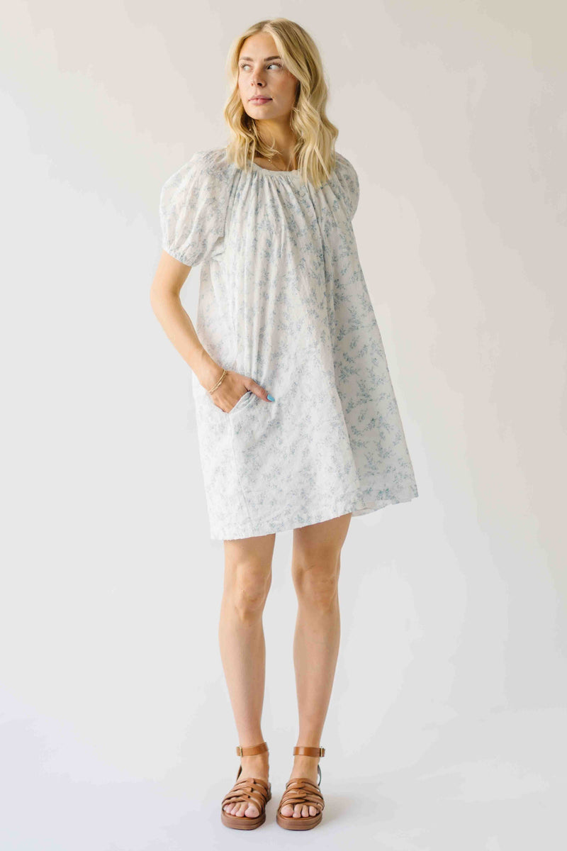 cream and blue floral dress Baltic Born Womens Vada Midi Dress | Cream + Blue Floral