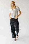 The Morley Collared Blouse in Ivory + Blue Check