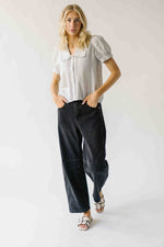 The Morley Collared Blouse in Ivory + Blue Check