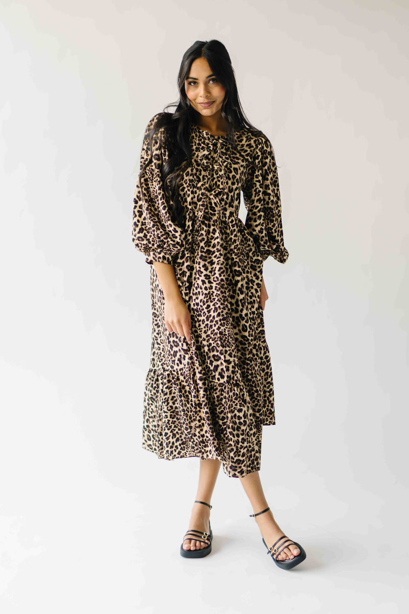 The Sunderman Leopard Midi Dress in Taupe