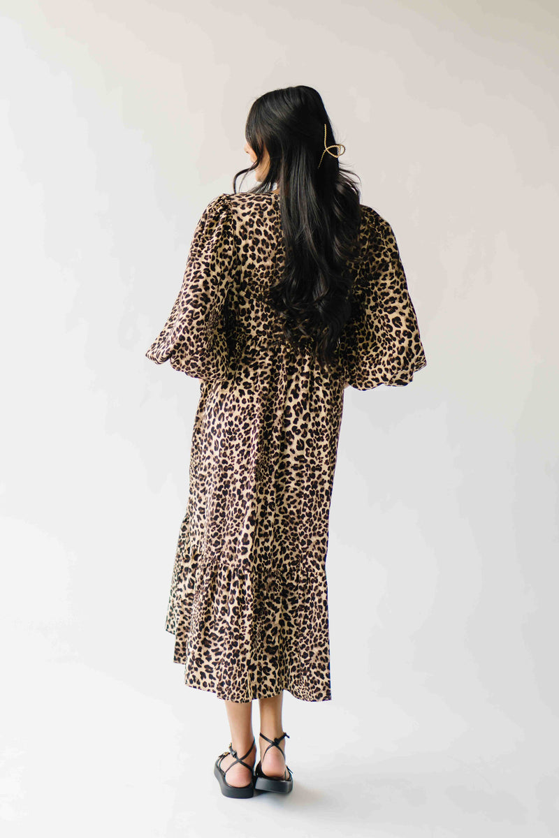 The Sunderman Leopard Midi Dress in Taupe