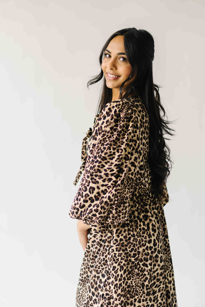 The Sunderman Leopard Midi Dress in Taupe