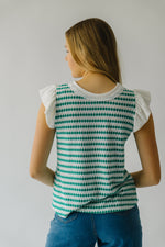 The Calkins Patterned Ruffle Sleeve Blouse in Green