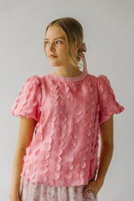 The Millington Polka Dot Textured Blouse in Pink