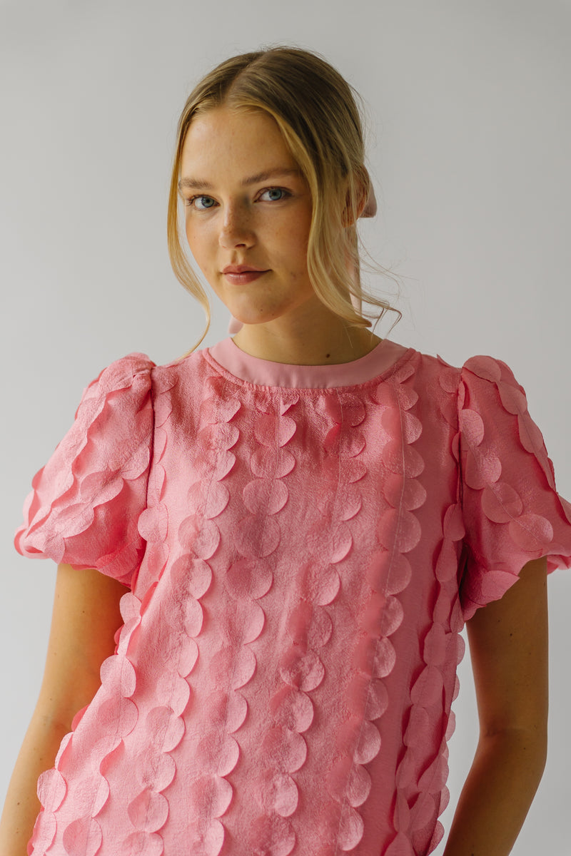 The Millington Polka Dot Textured Blouse in Pink