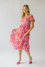 The Hetzler Tiered Floral Midi Dress in Pink Cosmos