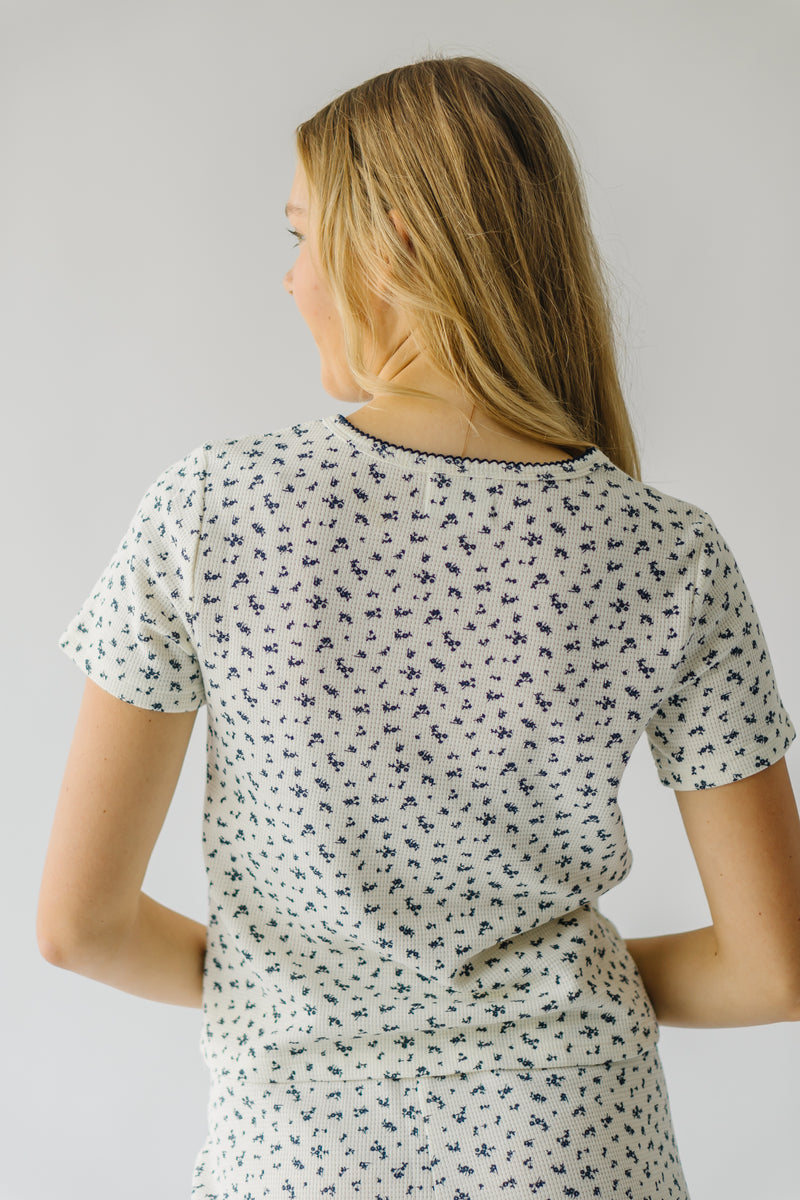 The Diedra Ditsy Floral Set in Cream + Navy