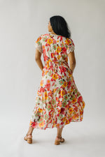 The Lenoch Tiered Midi Dress in Red Floral