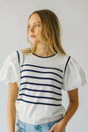 The Pohler Bubble Sleeve Striped Blouse in Ivory