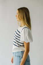 The Pohler Bubble Sleeve Striped Blouse in Ivory