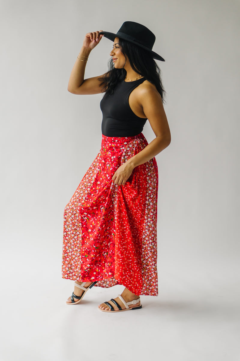 The Kistler Floral Maxi Skirt in Red