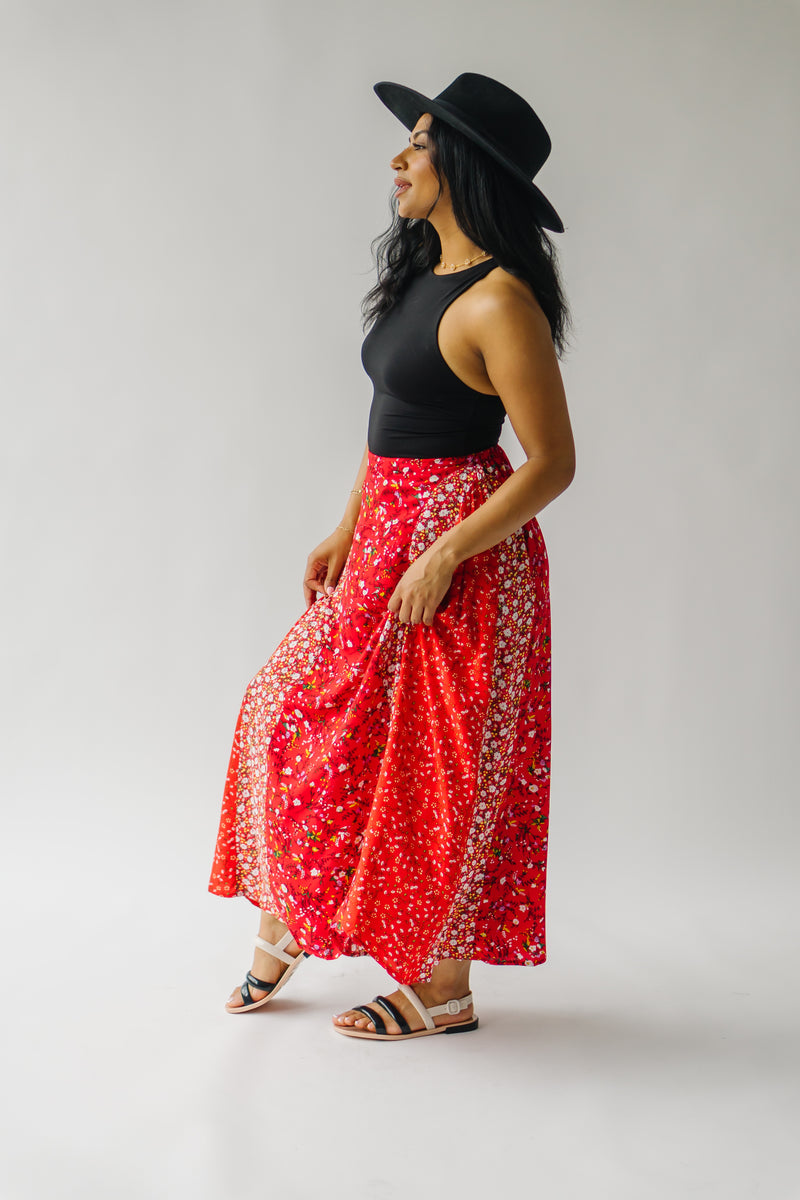 The Kistler Floral Maxi Skirt in Red