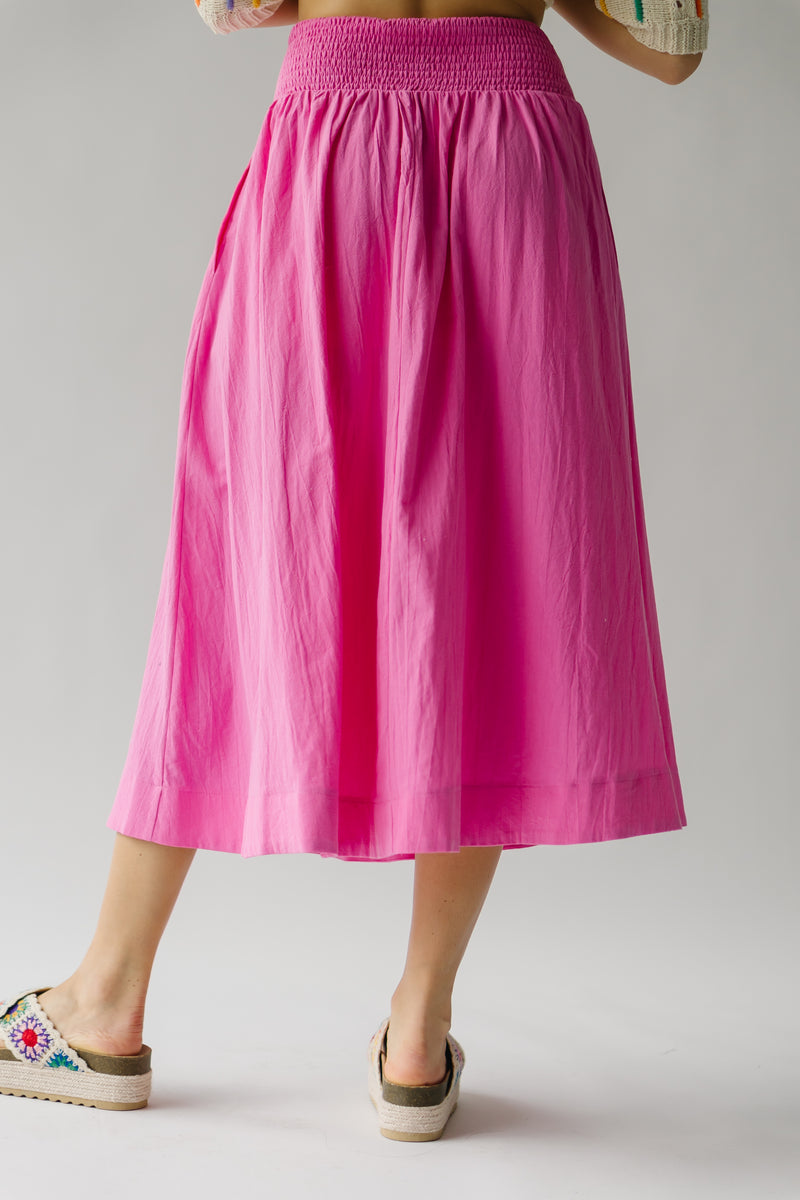 The Slosberg Pleated Midi Skirt in Pink