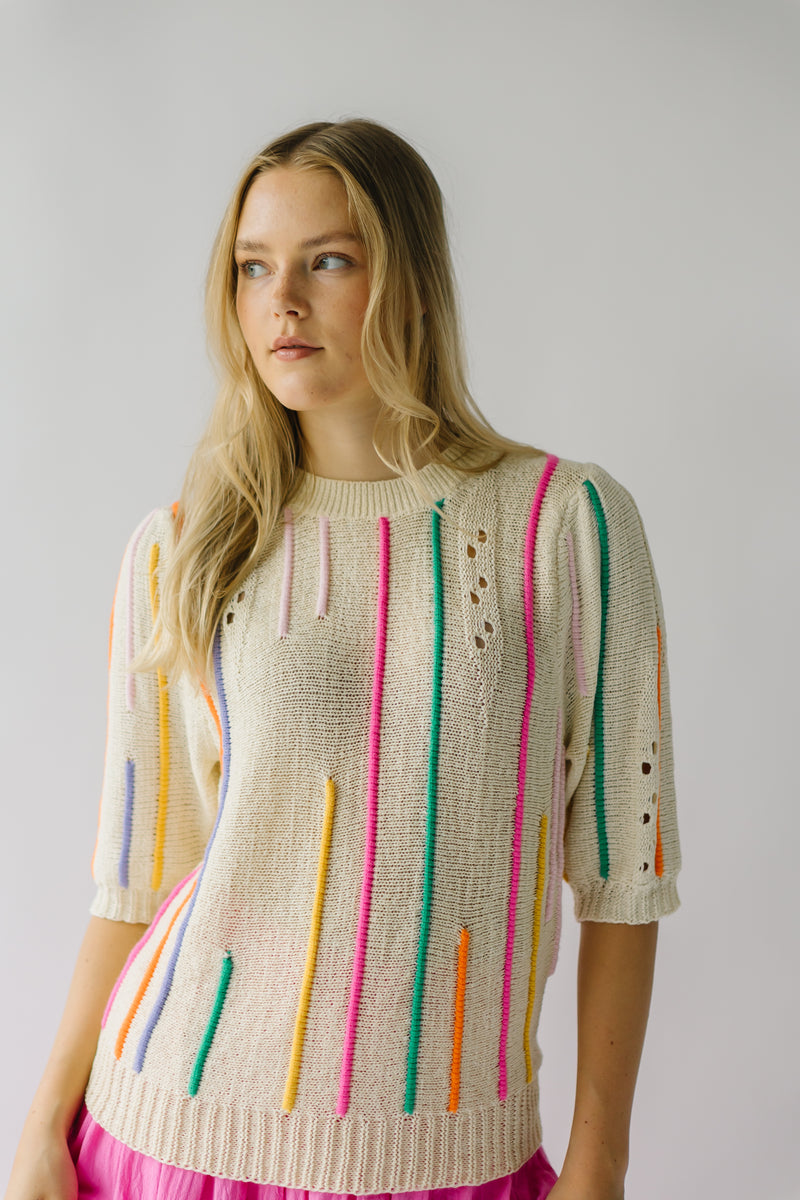 The Collings Striped Detail Sweater in Cream