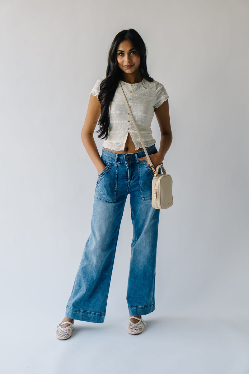 The Waldner Textured Button-Up Blouse in Cream