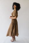 The Crawley Mixed Textured Midi Dress in Cappuccino
