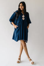 The Kunz Rosette Detail Dress in Navy