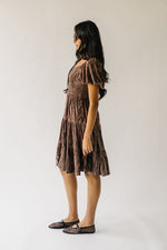 The Wickline Smocked Detail Dress in Taupe Velvet