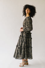 The Rushford Floral Midi Dress in Dusty Olive Multi