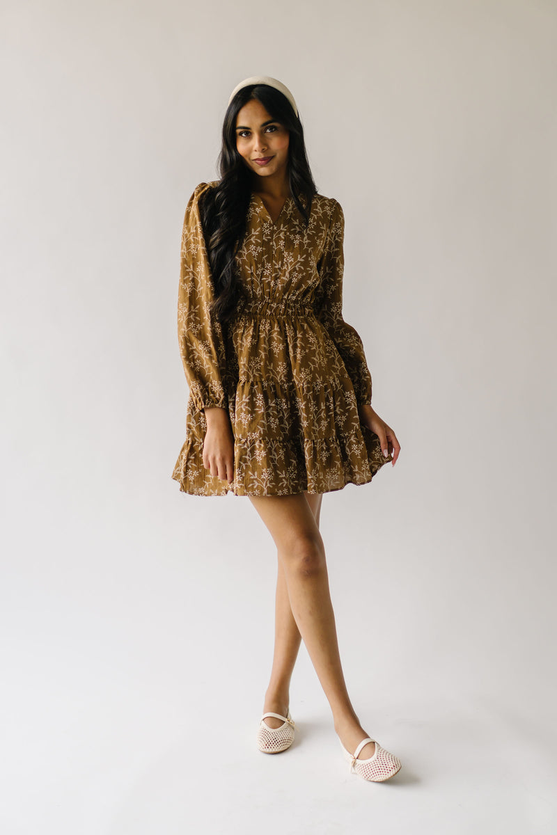 The Castrop Embroidered Dress in Brown