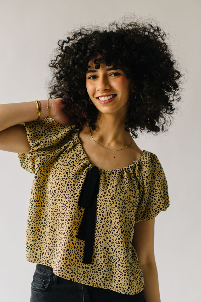 The Liza Tie Detail Blouse in Leopard