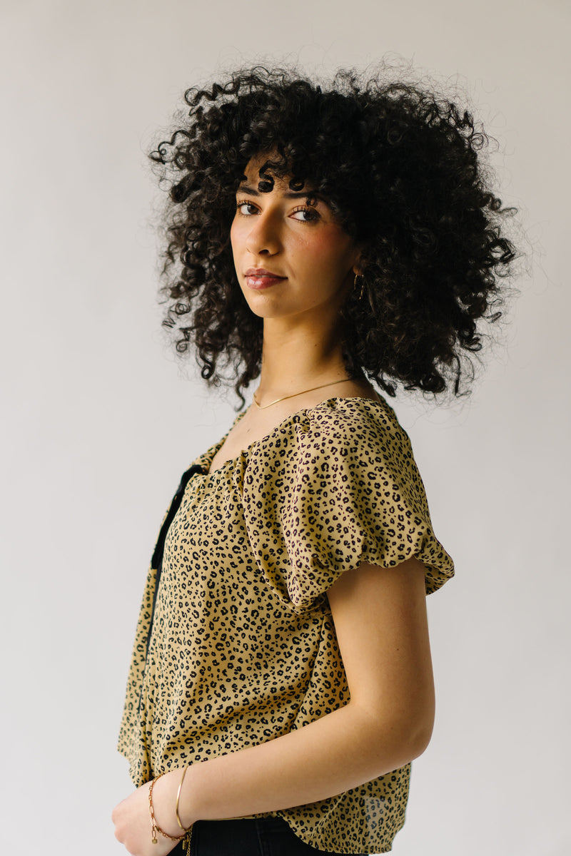 The Liza Tie Detail Blouse in Leopard