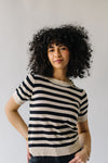 The Camilla Collared Sweater Blouse in Cream + Black Stripe