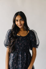 The Alta Puff Sleeve Floral Dress in Black Floral