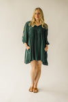 The Colewell Floral Embroidered Dress in Dark Green