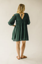 The Colewell Floral Embroidered Dress in Dark Green