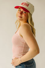 The Landsel Striped Scoop Neck Tank in Red