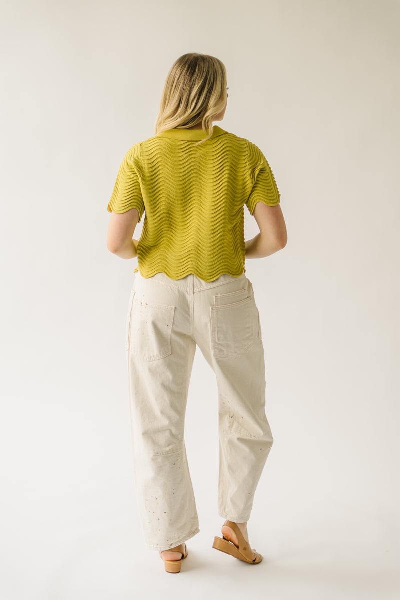 The Workman Scalloped Detail Blouse in Lime