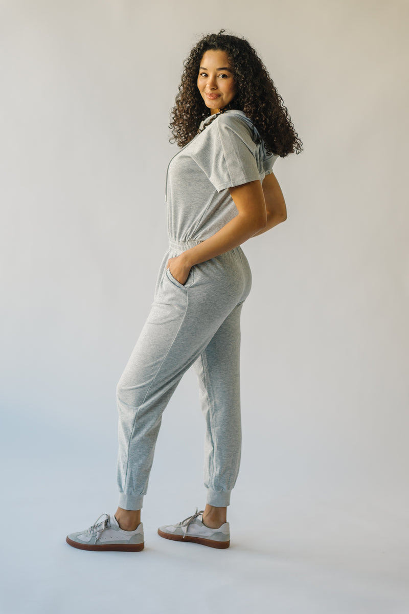 The Sullins Hooded Jumpsuit in Heather Grey