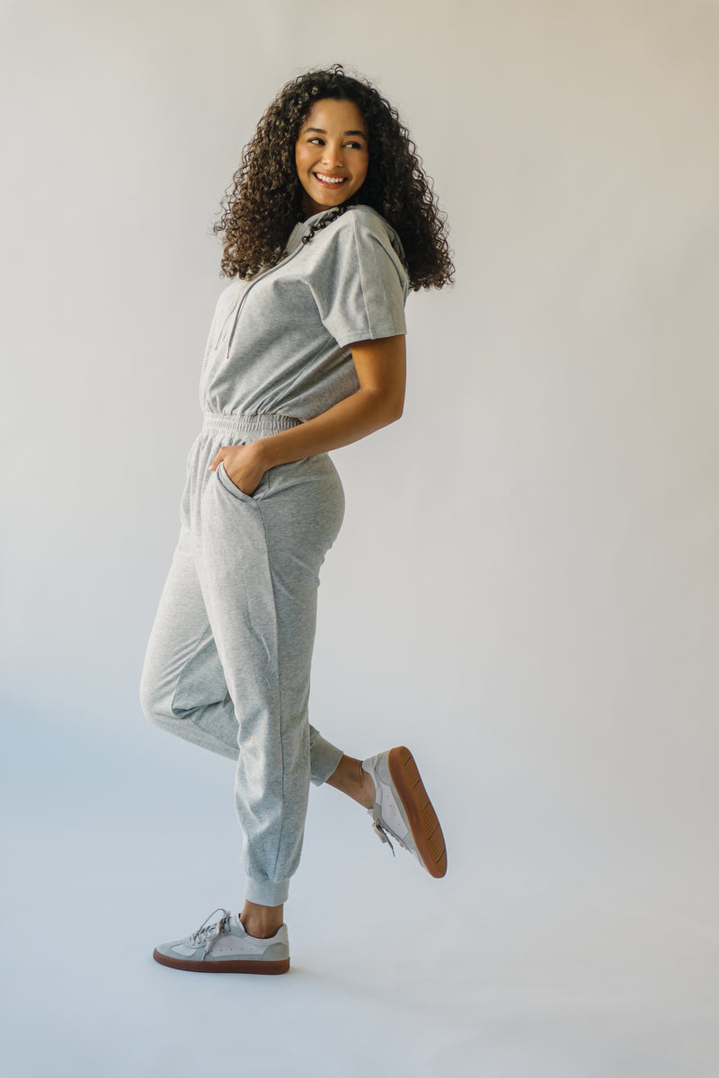 The Sullins Hooded Jumpsuit in Heather Grey