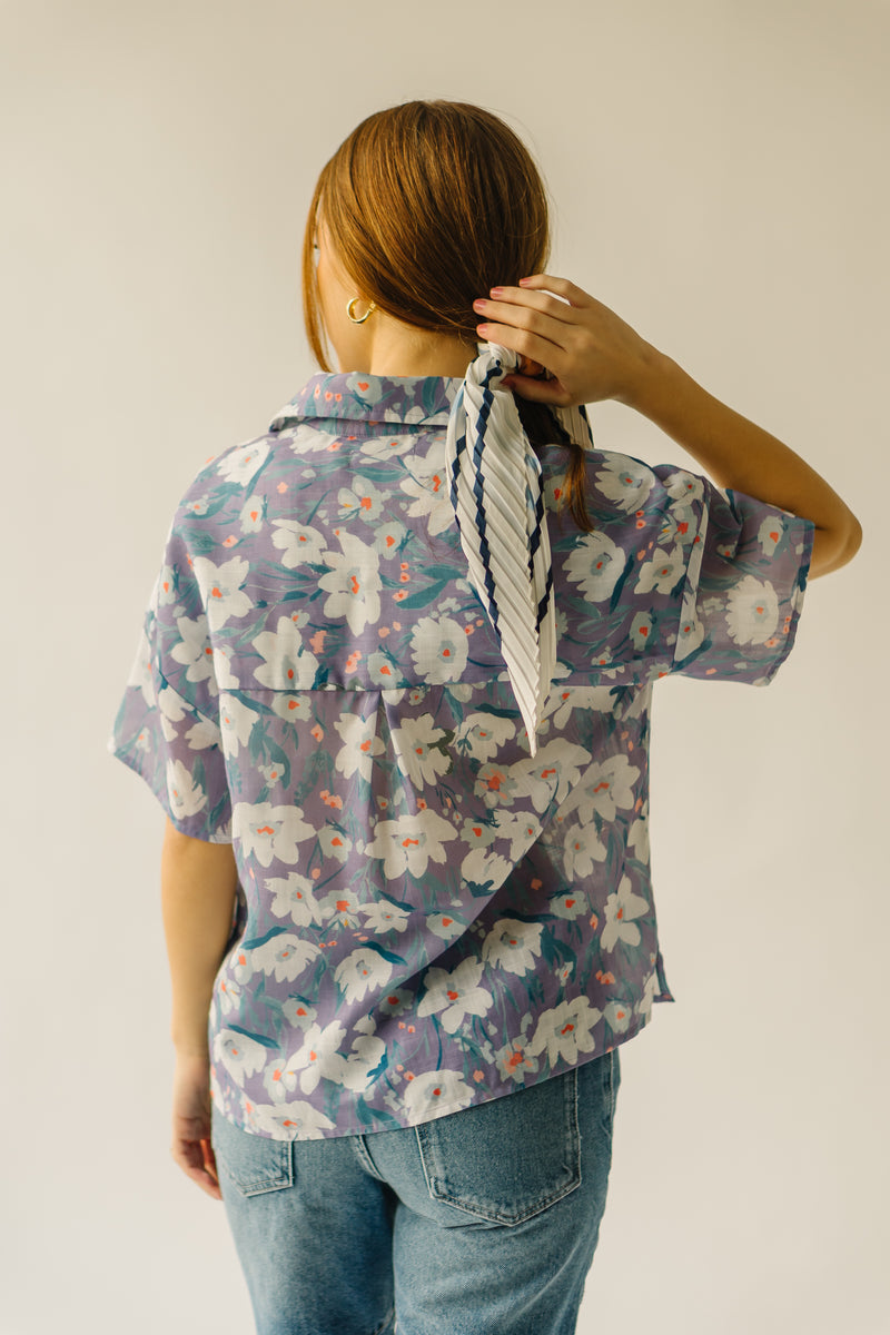 The Cookson Floral Button-Up Blouse in Lavender Multi