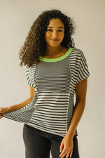 The Abney Striped Contrast Tee in Black + White