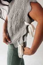 The Abbie Scallop Edge Sweater Vest in Grey