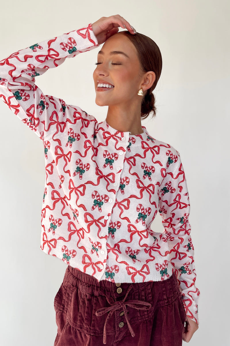 The Spangler Candy Cane Sweater in Ivory