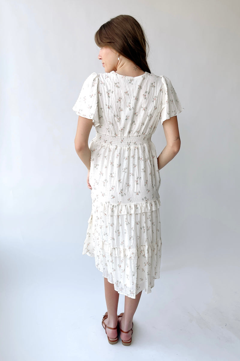 The Jessa Floral Midi Dress in Tea Party Pink